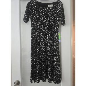 Women's Jessica H Polka Dot‎ Dress Black and White Size 4 Petite